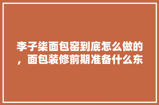 李子柒面包窑到底怎么做的，面包装修前期准备什么东西。 李子柒面包窑到底怎么做的，面包装修前期准备什么东西。 家居装饰