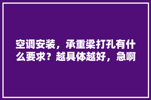 空调安装，承重梁打孔有什么要求？越具体越好，急啊，装修安装空调前准备什么东西。 空调安装，承重梁打孔有什么要求？越具体越好，急啊，装修安装空调前准备什么东西。 家居装饰