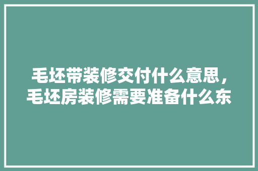 毛坯带装修交付什么意思，毛坯房装修需要准备什么东西。 毛坯带装修交付什么意思，毛坯房装修需要准备什么东西。 二手房