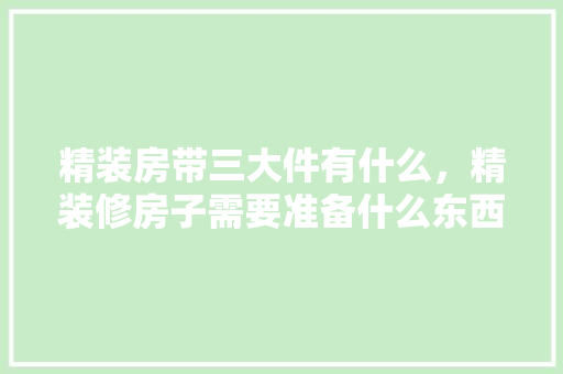 精装房带三大件有什么，精装修房子需要准备什么东西。 精装房带三大件有什么，精装修房子需要准备什么东西。 买房须知