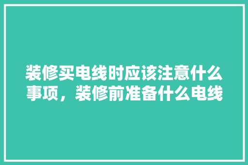装修买电线时应该注意什么事项，装修前准备什么电线好。 装修买电线时应该注意什么事项，装修前准备什么电线好。 二手房