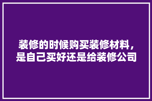 装修的时候购买装修材料，是自己买好还是给装修公司买好，还是团购好？有什么要注意的，装修给工人准备什么材料好。 装修的时候购买装修材料，是自己买好还是给装修公司买好，还是团购好？有什么要注意的，装修给工人准备什么材料好。 买房须知