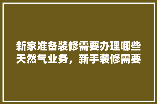 新家准备装修需要办理哪些天然气业务，新手装修需要做什么准备工作。 新家准备装修需要办理哪些天然气业务，新手装修需要做什么准备工作。 二手房