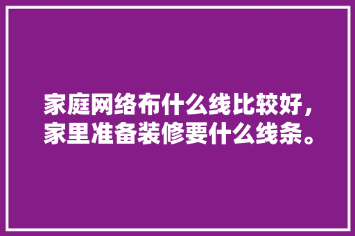 家庭网络布什么线比较好，家里准备装修要什么线条。 家庭网络布什么线比较好，家里准备装修要什么线条。 二手房