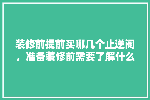 装修前提前买哪几个止逆阀，准备装修前需要了解什么信息。 装修前提前买哪几个止逆阀，准备装修前需要了解什么信息。 家居装饰