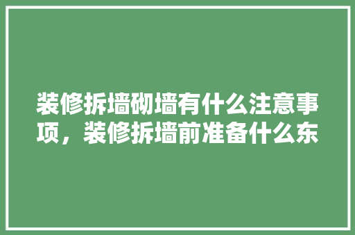 装修拆墙砌墙有什么注意事项，装修拆墙前准备什么东西好。 装修拆墙砌墙有什么注意事项，装修拆墙前准备什么东西好。 二手房