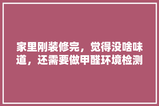 家里刚装修完，觉得没啥味道，还需要做甲醛环境检测吗，新装修完需要准备什么吗。 家里刚装修完，觉得没啥味道，还需要做甲醛环境检测吗，新装修完需要准备什么吗。 家居设计