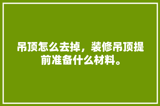 吊顶怎么去掉，装修吊顶提前准备什么材料。 吊顶怎么去掉，装修吊顶提前准备什么材料。 装修知识